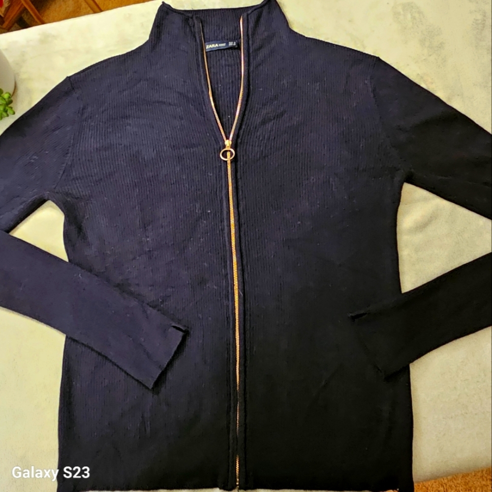 Zara Knit Zip-Up Sweater Size M Womens